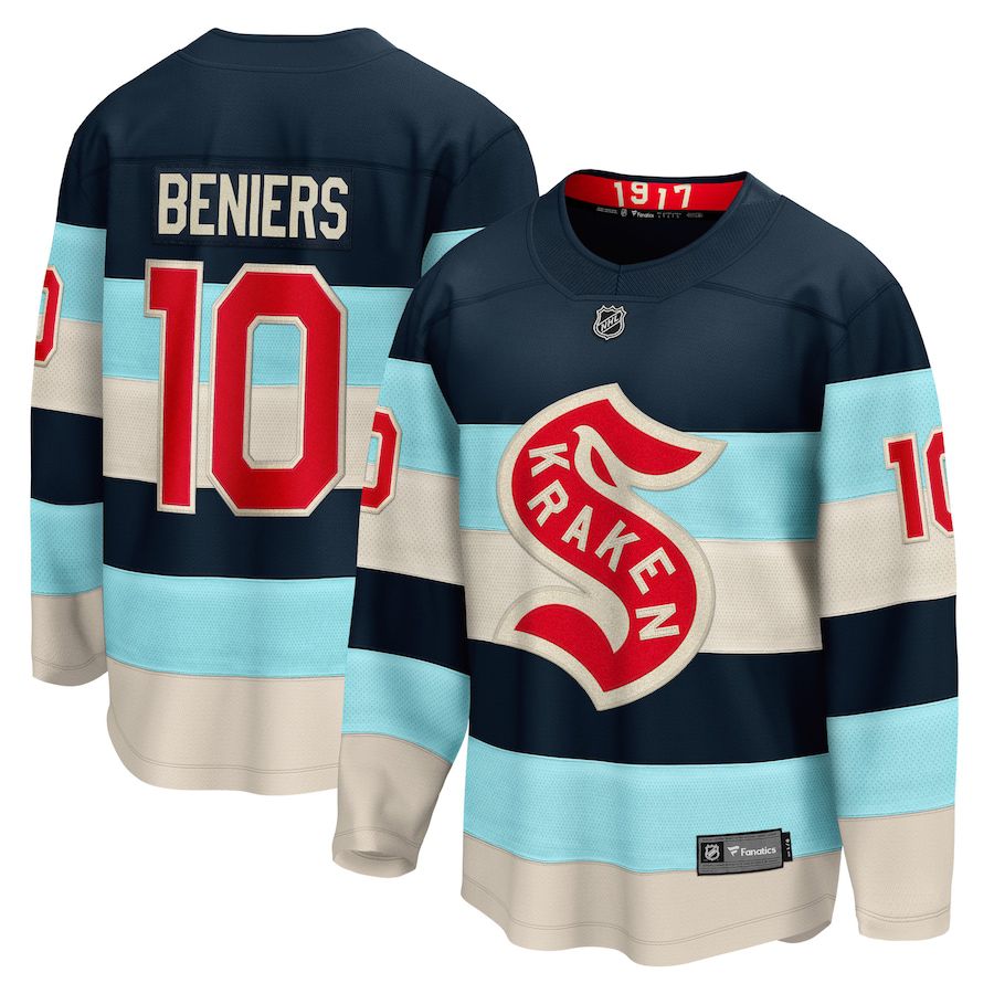 Men Seattle Kraken #10 Matty Beniers Fanatics Branded Deep Sea Blue 2024 NHL Winter Classic Breakaway Player Jersey->->NHL Jersey